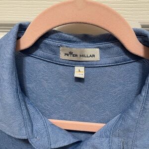 Peter Millar Men’s blue short-sleeve polo shirt, size Large